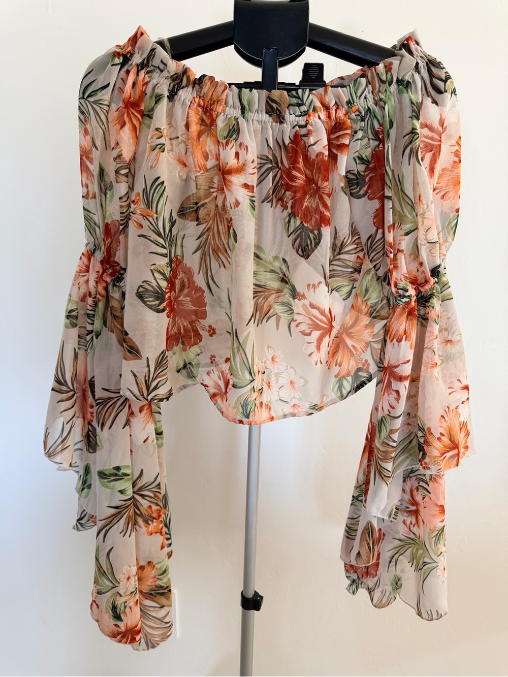 Live 4 Truth Floral Off-Shoulder Blouse in Cream and Orange